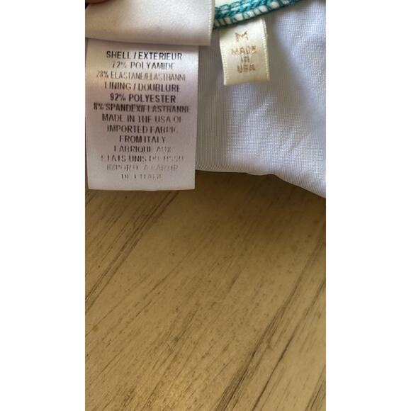 $295 Milly Cabana Swimsuit Retro Print Green Stripe One Piece Low Cut Sexy Med - Picture 6 of 11